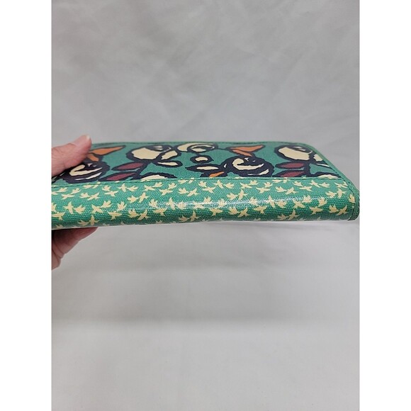 Fossil Coated Canvas Wallet Floral Zip Around Multicolored 8x4.5 - Picture 7 of 8
